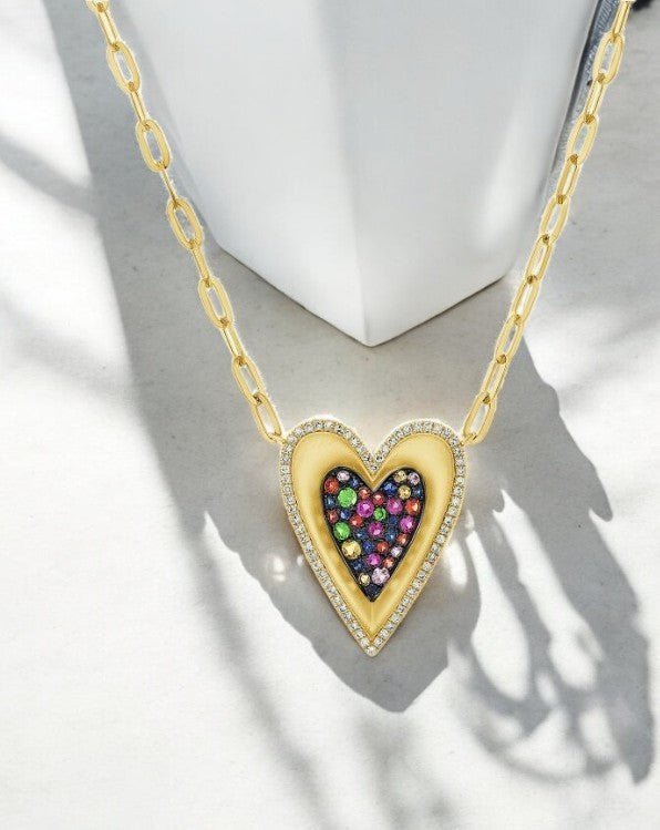 Rainbow heart necklace