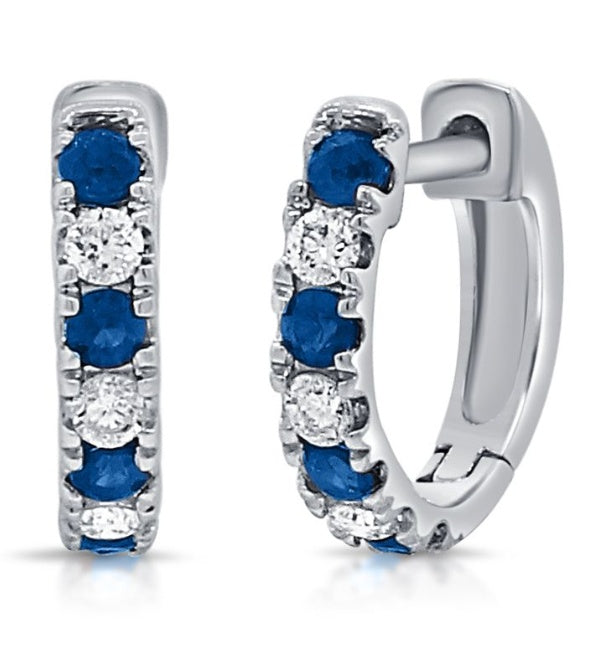 SAPPHIRE AND DIAMOND HUGGIE EARRINGS