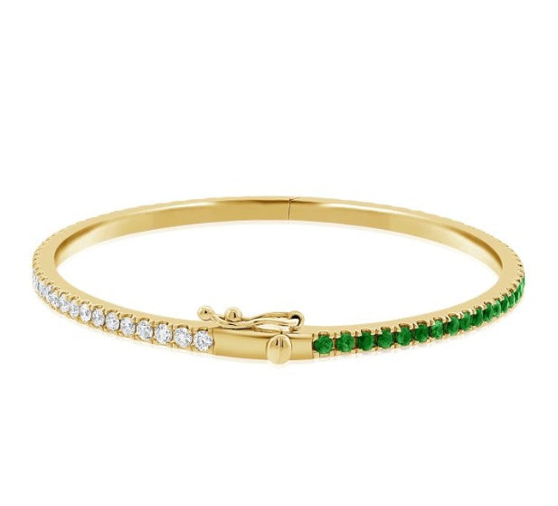 EMERALD AND DIAMOND BANGLE