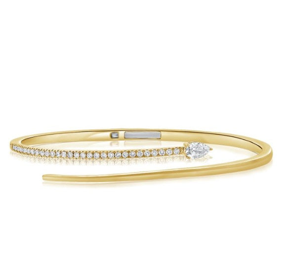 PEAR AND ROUND SHAPE DIAMOND CUFF BANGLE