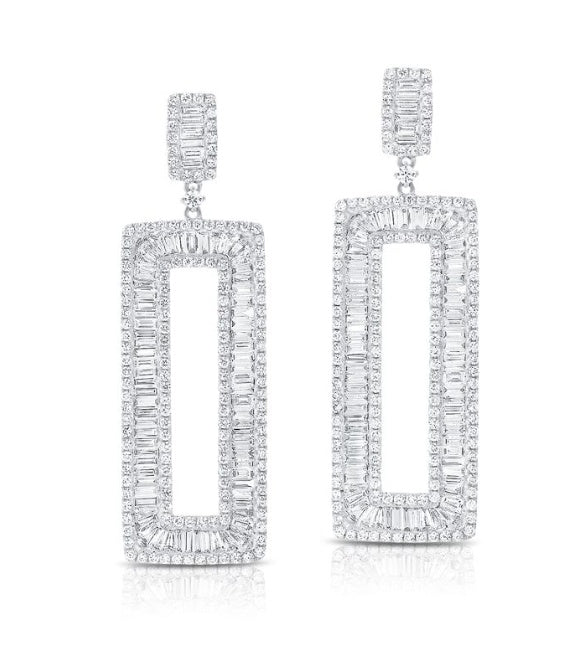 Baguette and Diamond Square earrings