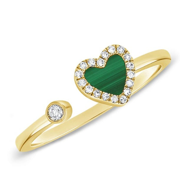 Green Malachite Heart Ring