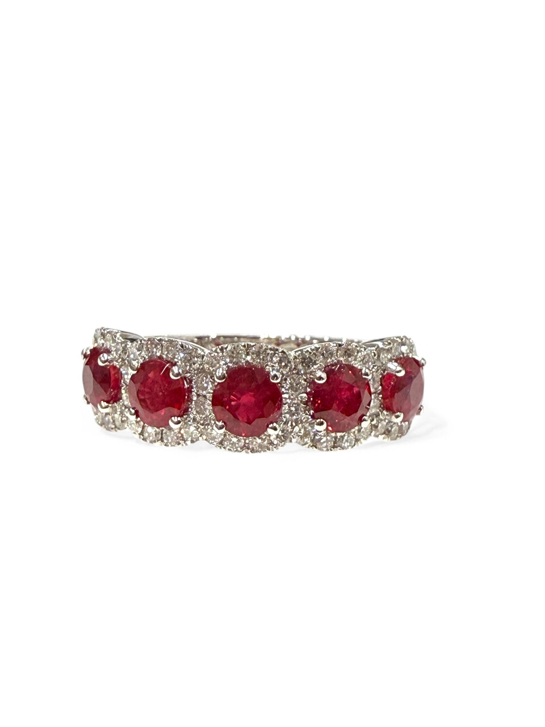 Ruby and diamond halo Ring