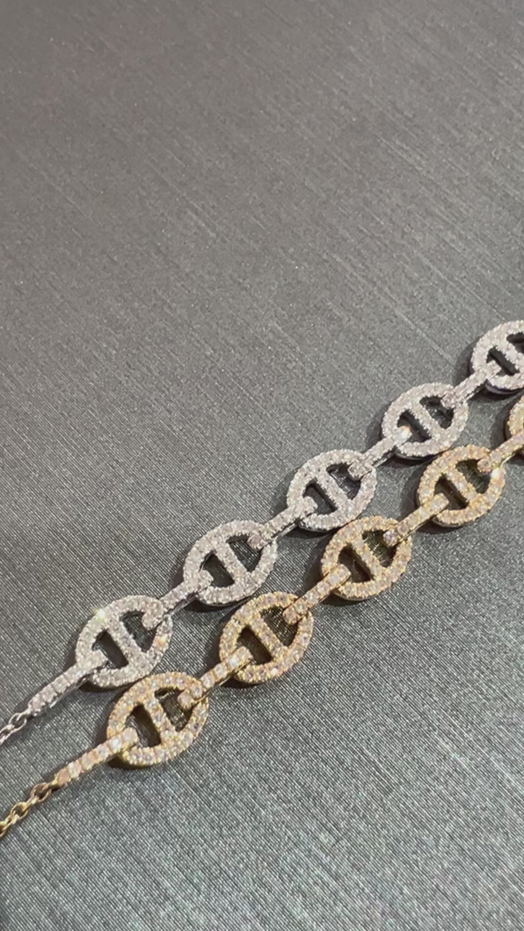 DIAMOND OPEN LINK YELLOW GOLD  BRACELET